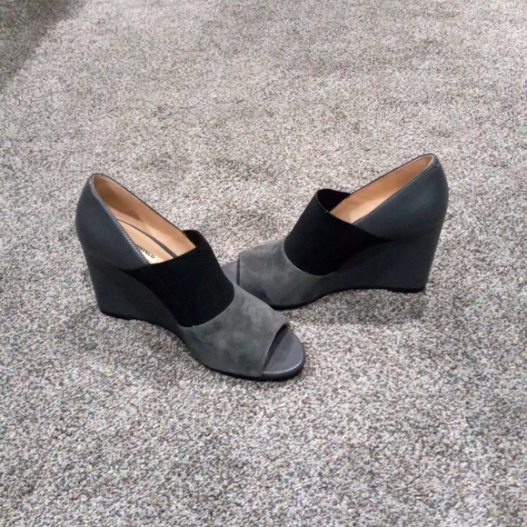 Karl Lagerfeld Grey Suede Leather Wedge Slip-on Shoe - Picture 7 of 8